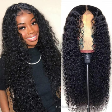 13X4 Water Wave Human Hair Wigs Lace Front Glueless 4x4 Closure Wig Brazilian Deep Curly Transparent Lace Frontal Wig with Baby